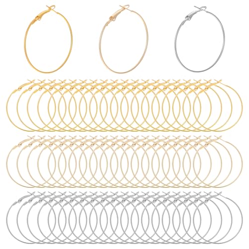 60 Stück Ohrringe Selber Machen Set 4cm Creolen Ohrringe Rohlinge für Schmuckherstellung Hypoallergen Spulen Ohrring Herstellungsset Offene Perlen DIY-Ohrringe Basteln und Kunstzubehör