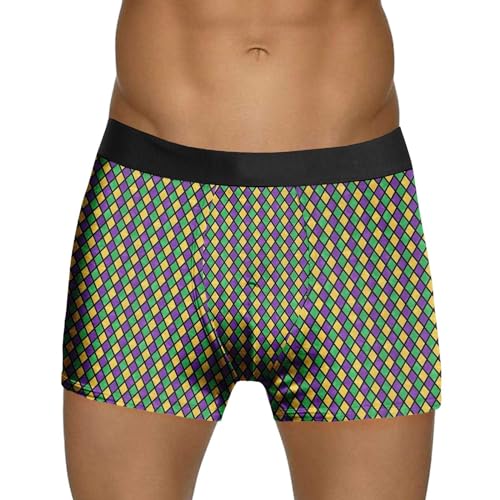 WKAYsIV Deal Herren Unterwäsche für Herren, komplett Bedruckte Gesichtsunterwäsche Karierte Schlafhose (Grey, XXL)