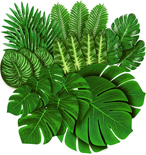 78 Stück 8 Arten von gefälschten Blättern, Tropische Palmblätter, Monstera-Blätter, künstliche Blätter für Safariparks,