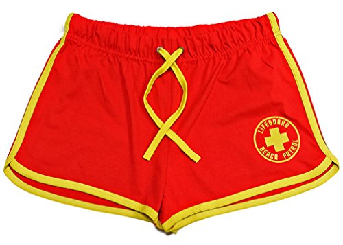 Lifeguardgear Rot/gelbe Rettungsschwimmer-Shorts + gelber Kordelzug. Gr. XX-Large, rot