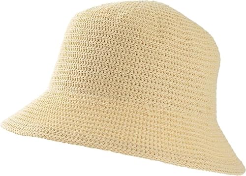 LQTSLFM Gewebter Fischerhut,Sommer Strickmütze,Damen Sommer Strickmützen Weich und Atmungsaktive Mütze,Geeignet Für Verschiedene Kopfformen Und Gesichtsformen