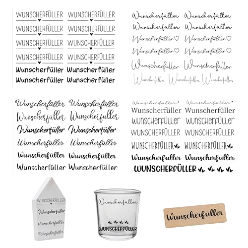 FloraVigo Rub On Sticker ca.A5 19x14cm-Spruch Deko zum Geburtstag, Keraflott, Hochzeit, Zuhause, Wischfolie für Möbel, Glas, Holz, Fotoalbum, DIY Deko, Aufkleberästhetik(4PCS) (Wish fulfillment)