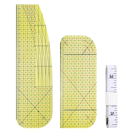 2 Stück Nählineal, 1 Stück weiches Lineal, Nähzubehör, Lineal zum Messen von Kleidungsstücken, Kurvenlineal-Schneidezubehör, kompaktes Werkzeug zum Säumen und Nähen von Kleidungsstücken