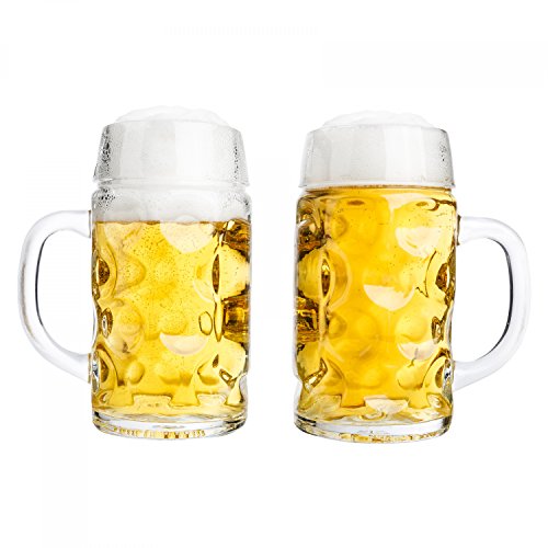 Van Well 2er Set Maßkrug 0,5L geeicht | Halber Liter Bierkrug mit Henkel | Bierglas spülmaschinenfest perfekt geeignet für Gastronomie