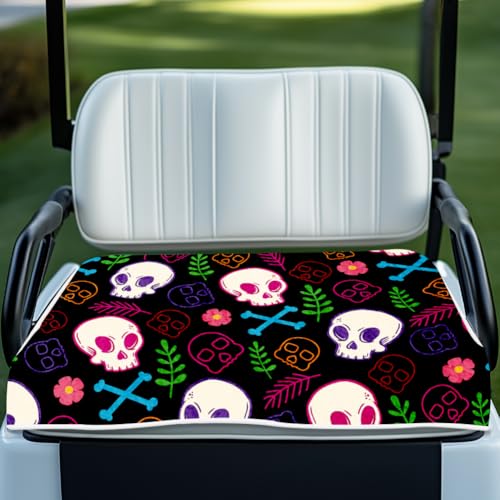 WEBEEDY Golfwagen-Sitzbezug Skull Universal Golf Cart Sitzdecke Kissenbezug Für Die Meisten 2 Sitz Golfwagen Sitzhandtuch Geeignet Für alle Wetterbedingungen 130x78.5cm
