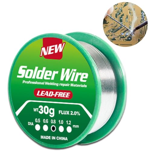 Lötzinn 0,8 mm 30g, Lötzinn mit Flussmittel Sn99,3 Cu0,7 Lötdraht mit Kolophoniumkern, Lötdraht, Soldering Wire zum Elektrolöten und Heimwerken