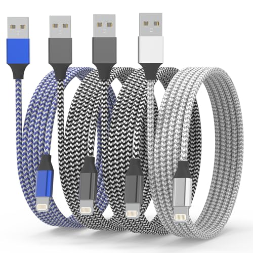 iPhone Ladekabel 2M 4Pack, Lightning Kabel Schnellladekabel [MFi Zertifiziert] Nylon iPhone kabel Fast USB Kabel für iPhone 11 12 13 Pro Max 14 Mini XSXR X 8 7 6 Plus 5 5s SE ipad, für USB stecker
