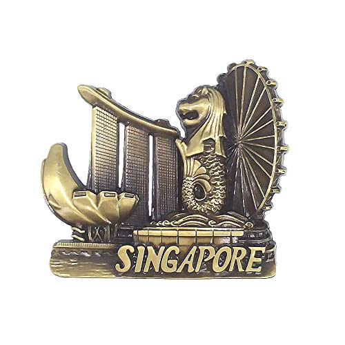 Singapur-Kühlschrankmagnet aus Metall, 3D-Kühlschrankmagnet, Reise-Souvenir, Geschenk-Kollektion, Heim- und Küchendekoration, magnetischer Aufkleber, Singapur-Kühlschrankmagnet