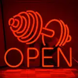 Hantel Neon Zeichen Rotes Gym Barbell Neon Offenes Zeichen für Business Dimmbare Gym Fitness Neon Licht Zeichen für Sportraum Workout Fitness Club Gym Open Wall Art Decor Geschenk