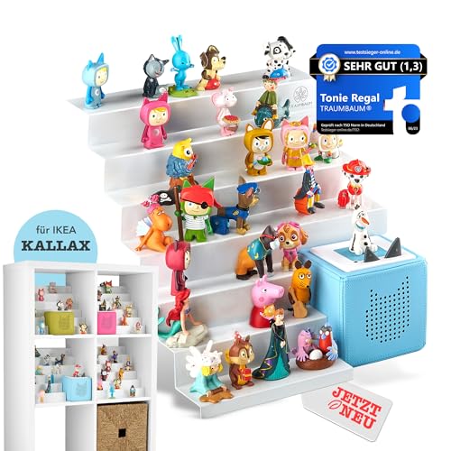 TRAUMBAUM® Tonie Regal als Einsatz für IKEA KALLAX | vollständig magnetisches Toniebox Regal für mehr als 50 Figuren + Box | Tonieregal für Mädchen und Jungen in weiß | Tonie Box Aussparung [RECHTS]