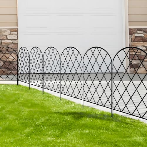 Thealyn Dekorativer Gartenzaun aus Metall, 61cm H x 33cm B 10 P, Steckzaun ohne Graben, Mobiler Zaun für Hunde, Camping & Teich, 10 Paneele (3,3 m Gesamtlänge)