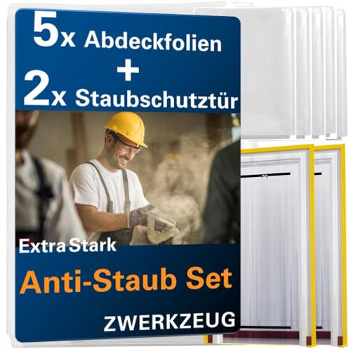 ZWERKZEUG® 2x Staubschutztüren mit Reißverschluss ?,?? ? ?,?? ? extra stark 100mic Wasserdicht Anti-Staub Reißverschluss Tür Staubschutzwand Staubtür