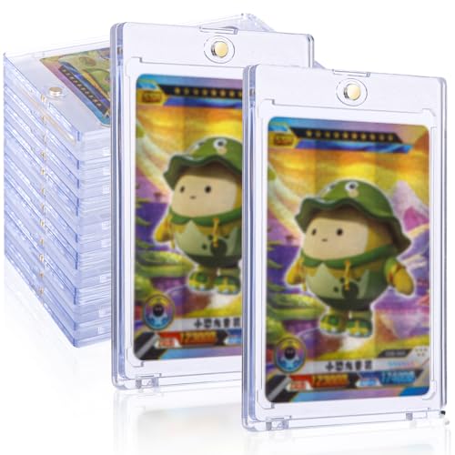 LEAZZLE 12 Stück 35PT Magnetic Card Holder, Sammelkarten Hüllen, Card Saver, UV-Schutz Transparent Karten Sleeves, Kartenhüllen für Pokemon, Yugioh, Magic Karten, Sportkarten Sammlung, Trading Cards