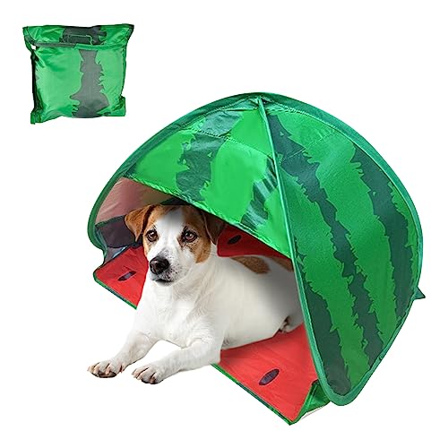 HACRAHO Hundestrandzelt Sonnenschutz, 1 Pack Wassermelone Tragbares automatisches Pop-up Sonnenschutzzelt Sofortiges Sonnendach für Welpen kleine Haustiere, L