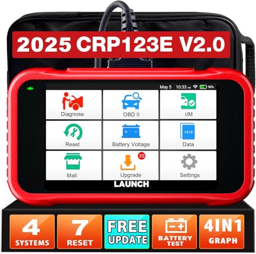 Launch CRP123E V2.0 OBD2 Diagnosegerät Auto Auslesegerät Kfz-Codeleser für Motor,ABS,SRS, Automatik Getriebe,7 Resets: ABS-Blutung/Öl/SAS/Throttle/DPF/EPB/Battery Reset, lebenslanges Upgrade,FCA SGW