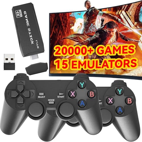 Retro Konsole Spielkonsole Retrolink Game Stick, 21700+ Spiele mit 2 Gamepads, HDMI Plug & Play Retro Konsole für TV, Spiele Geschenk für Jungen und Erwachsene (Turbo-Version)