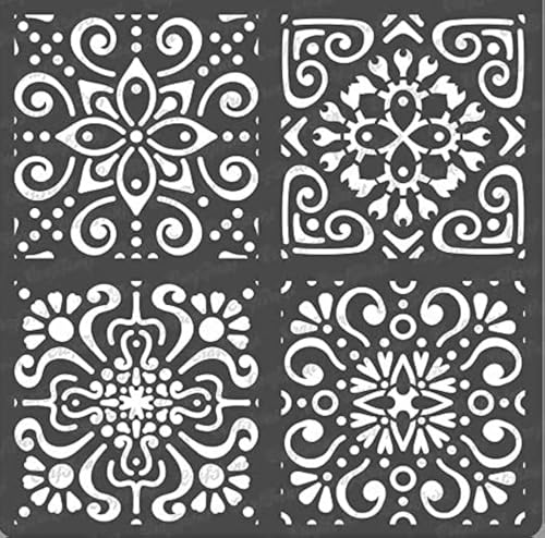 CrafTreat wiederverwendbare marokkanische Fliesenschablone zum Bemalen von Wänden und Fliesen – marokkanische Fliesen – 15,2 x 15,2 cm – DIY-Kunst- und Bastelschablonen – Fliesenmuster-Schablone