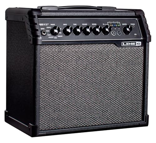 Line 6 Spider V 20 MkII Gitarrenverstärker schwarz – 20W-Verstärker mit 8 Zoll Lautsprecher, 16 Sound-Presets und 3 simultan nutzbaren Effekten