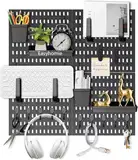 Easyhomie Stecktafel Set mit 4 Stecktafeln (30x30cm) + 20 Zubehör für Raumaufbewahrung, Organisation und Dekoration, Freie Kombination und Einfache Installation (Schwarz)