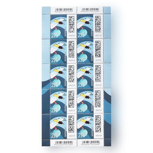 10 Stück 2,25 EUR postfrische nassklebende Briefmarken auf 10er Bogen (Motiv: Briefsonde im Weltall) Frankaturware