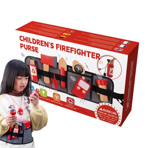 Feuerlöscherspielzeug, Feuerwehrspielzeug - Stellen Sie Sich vor, DASS Spiele für Feuerwehrtiere | Hölzerne pädagogische Rollen -Tools mit Aufbewahrungstasche für Kleinkind, Mädchen, Halloween