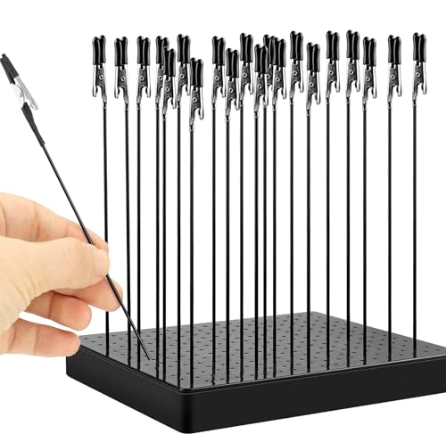Model Painting Tool mit Großen Standfuß und 20 Stück Krokodilklemmen, Modellbau Farbe Ständer, Malerei Werkzeuge Lackierständer für Gundam Hobby Modellteilhalter