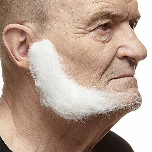 Selbstklebender L Shaped Sideburns Gefälschte Hammelkoteletts, Neuheit, Falsche Gesichtsbehaarung, Kostümzubehör für Erwachsene, Weiß Farbe