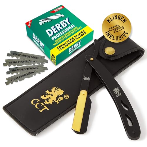 Das Cambridge Cut Throat ™ Barber-Rasiermesser für eine tadellose Rasur – Swing-Lock-Rasiermesser mit Derby-Rasierklingen und Leder-Reisetasche - Geschenke für Männer – Pflegeset-Geschenk für Herren