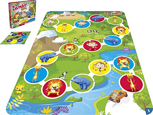 Hasbro Twister Junior Spiel, 2-in-1 Spiel mit doppelseitiger Spielmatte, fördert die Beweglichkeit und sorgt für Spaß, für Kinder ab 3 Jahren geeignet, lustige Weihnachstaktivitäten für Kinder
