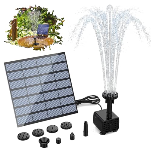 AISITIN Solar Springbrunnen für Außen 1.5W DIY Solarbrunnen für Draussen 2025 Upgrade Solarpumpe mit 3m Kabel,Solar Brunnen mit 6 Fontänenstile Solar Teichpumpe für Garten,Vogelbad,Teich