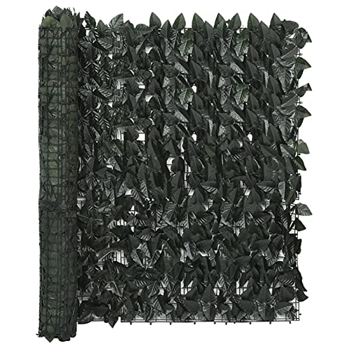 Xichuzi Balkon-Sichtschutz mit Dunkelgrünen Blättern 400x100 cm, Balkonsichtschutz, Windschutz Balkon, Windschutz Terrasse, Balkonverkleidung, Sichtschutz Garten - 315488