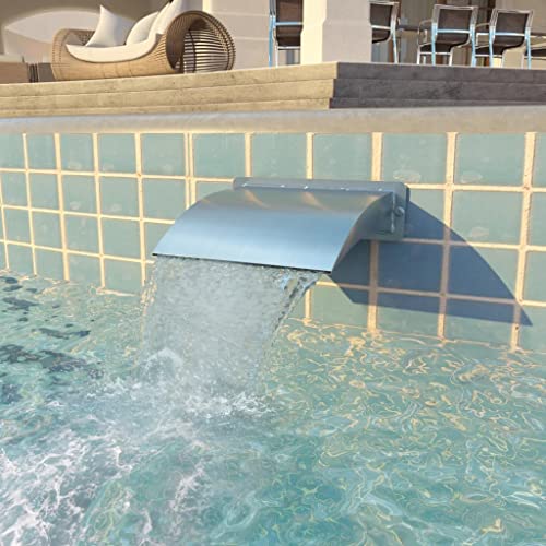 Pool-Wasserfall Edelstahl 30x9x26 cm Silbern, 43691