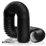 Hon&Guan ø100mm Abluftrohr, 2,5m PVC Alurohr Flex-Schlauch mit 2 Schlauchschelle Edelstahl für Mobile Klimaanlage, Trockner, Abluftventilator, Abzugshaube, Belüftungssystem, Schwarz