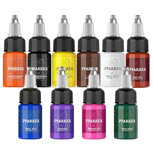 PFARRER Tattoo Farbe Color Set 1/2 oz (15ml) Ink Supply 10 Colors Kit Ink USA TI7003EU-15-10