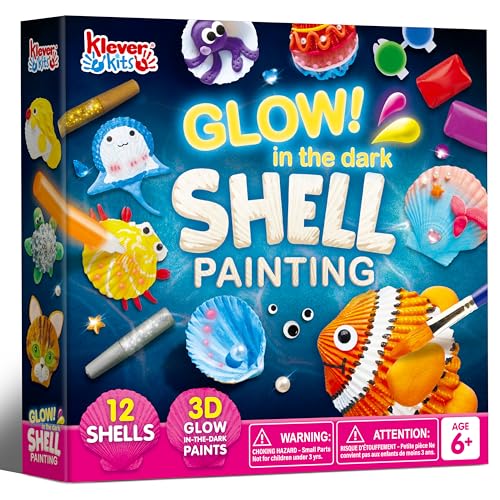 Shell Painting Muscheln Bemalen Kinder Set, Nachtleuchtendes,DIY Malerei Bastelset Set, Bastelset Kinder ab 6-12Jahre, Muscheln zum Bemalen,geburtstag Basteln Mädchen Junge Geschenke