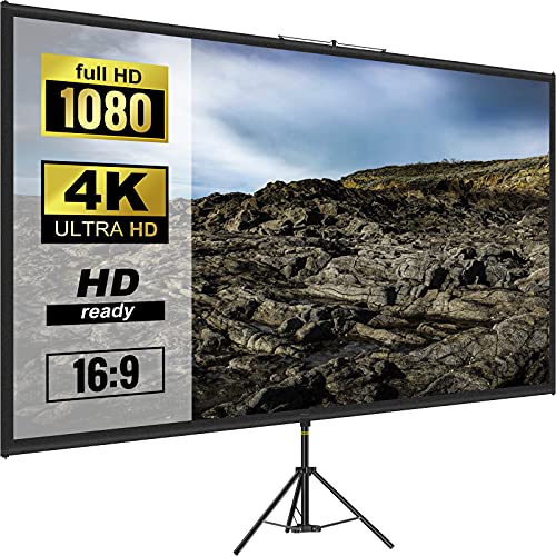 VEVOR 16:9 Beamer Leinwand Stativ 4K HD Rolloleinwand 160 Grad Betrachtungswinkel Projektionsleinwand 244x137cm Präsentationswand 279,4cm Diagonale Stativleinwand für Heimkino Tagungsraum Hochzeiten