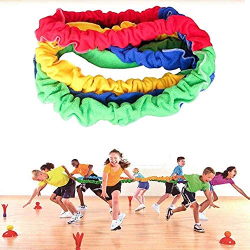 Volwco Elastisches Kooperationsband, Dynamische Integrationen, Übungen Und Sport, Mit Gummi-Gurt, Dehnbar, Kreative Bewegung, Requisite Für Gruppenaktivitäten, Schule, Fitnessstudio - 2/2.4/3m