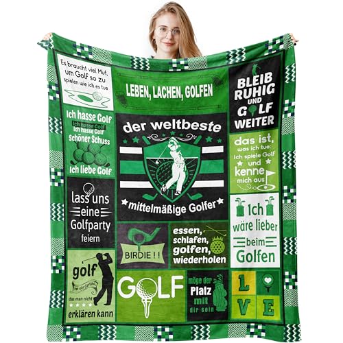 Golf Geschenke für Männer, Beste Freundin Geschenke für Männer, Frauen, Golfer, Freund, Papa, Opa, Sohn, Kinder, Golf Geburtstagsgeschenk für Männer Lustige Geschenke für Camping Decke 150x130CM