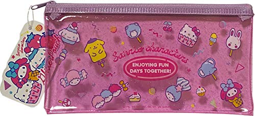 Sanrio Characters Flache Vinyl-Glitzertasche 20 × 10 cm Reißverschluss Stift Zubehör Tasche (Fancy), Grün , About 2.36 (W)×2.36 (H) ×2.36 (H) inch (6×6×6 cm)
