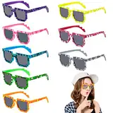Thug Life Sonnenbrille: 8 Paare Pixel Sonnenbrille, Bunt Pixel Brille Thug Life Brille für Erwachsene, Thug Life Party- Sonnenbrille, Mosaik Brille Lustige Sonnenbrille für Geburtstagsfeier Karneval