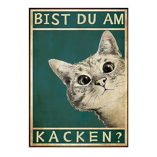 Kinretixia® Vintage Lustige Katzenmuster Wanddekoration, Katze Bild Poster für Badezimmer & WC, wasserdicht Perfekt für Gäste-WC und Toilette, lustige Dekoration