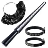 JJUNW 4 Stück Ringgrössenmesser Set, Ringschablone Ringgrößenmesser Ringgröße Messen Ringstock Ringmaß Ring Sizer Messskalen Set zum Messen von Ringdurchmessern Größenstandard