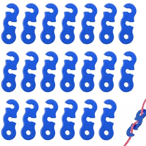 EIHI 20 Stück Zeltspanner - Aluminiumlegierung Zeltleinenspanner, Dreilochspanner Zeltzubehör Cord Adjuster, Blaue Farbe Zeltleinen Spannern für Zelt, Outdoor, Wandern, Camping, Picknick Seilspanner