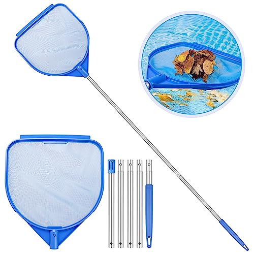 Huarsion Pool Kescher, Poolkescher Feinmaschig Kescher Pool Reinigungsset Laubkescher mit Alu Teleskopstange Pool Zubehör Pool Skimmer Kescher für Pool, Teich, Brunnen, Spas, Whirlpools