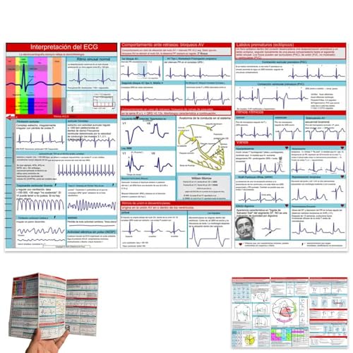 EKG Pocket Guide, EKG Rhythmus Interpretation, doppelseitige kompakte tragbare Referenzkarte, schnelle Interpretation EKG Pocket Nurses Guide, Sanitäter Lernkarten, EKG-Interpretationsbuch (1 Stück)