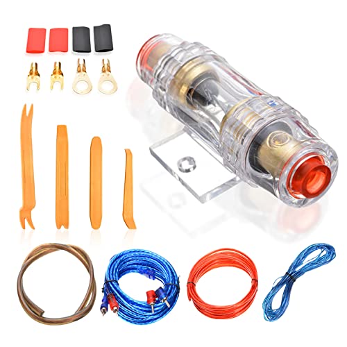 Subwoofer Kabel Set, Car HiFi Kabel Set, Verstärker Kabelsatz, Verstärker Endstufe Kabel, Auto Verstärker Anschluss Set, Verstärker Kabelsatz Anschluss Set, Rot, 1500w