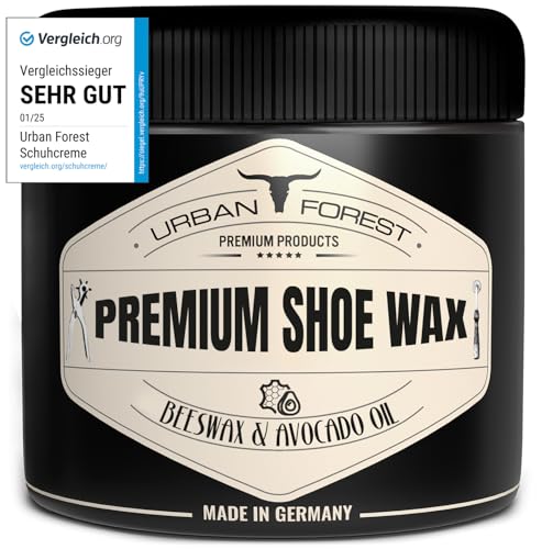 Schuhcreme Schuhwachs farblos mit Bienenwachs & Avocado-Öl 250ml Profi Schuhpflege & Schuhreinigung wasserabweisend, atmungsaktiv, imprägnierend & schmutzabweisend PREMIUM SHOE WAX von URBAN FOREST