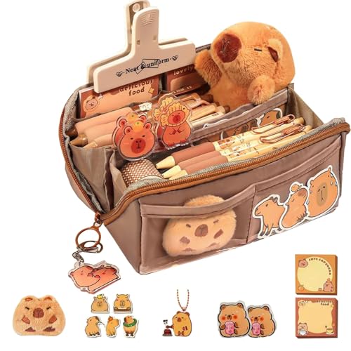 Aizuoni Cute Pencil Case, Süßes Capybara Federmäppchen, Capybara-Stiftboxhalter, Capybara-Stifthalter-Bleistifttasche, Capybara Stifttasche Federmäppchen, Tragbare Große Bleistifttasche