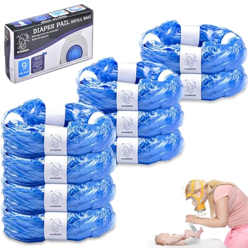 DYDHRER 9 Stück Nachfüllfolie für Windeleimer,kompatibel mit tommee tippee,Extrem Ergiebig,100% Recyceltes Material,Geruchsdichte Windeleimer Nachfüllkassette(Eingedickte)