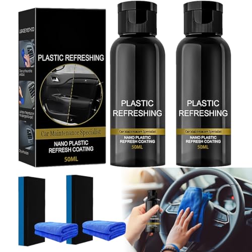 Revitalisierendes Beschichtungsmittel für Kunststoffe - 50ml Plastic Revitalizing Coating Agent | Auto Kunststoffteile Runderneuerungsmittel | Kunststoffteile Renovierender Agent (Pack of 2)